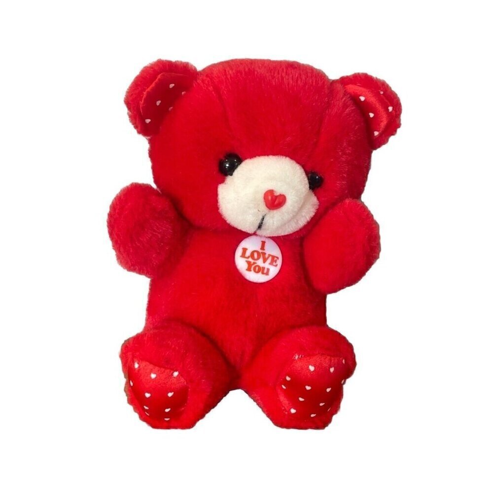 Vintage Dan Dee White Red Valentine Teddy Bear Stuffed Animal Plush Toy 9”